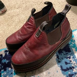 Women's Georgia Giant Boots Burgundy Slip On Work Shoe Size 8.5 Leather GR185